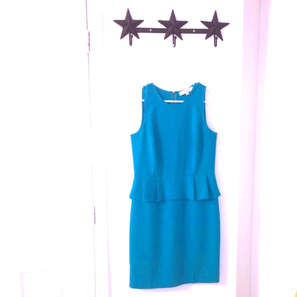 😍 LOFT : SIZE 4 TEAL PEPLUM DRESS